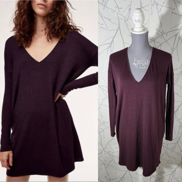 Wilfred Free Heathered Burgundy Knit Oversized Gail Tunic - Picture 1 of 4